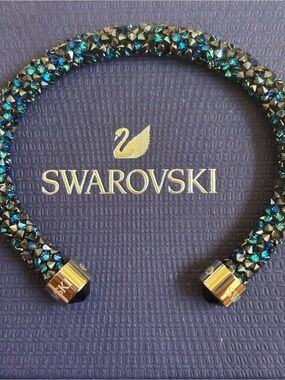 Swarovski Blue and Black Crystal Cuff Bracelet